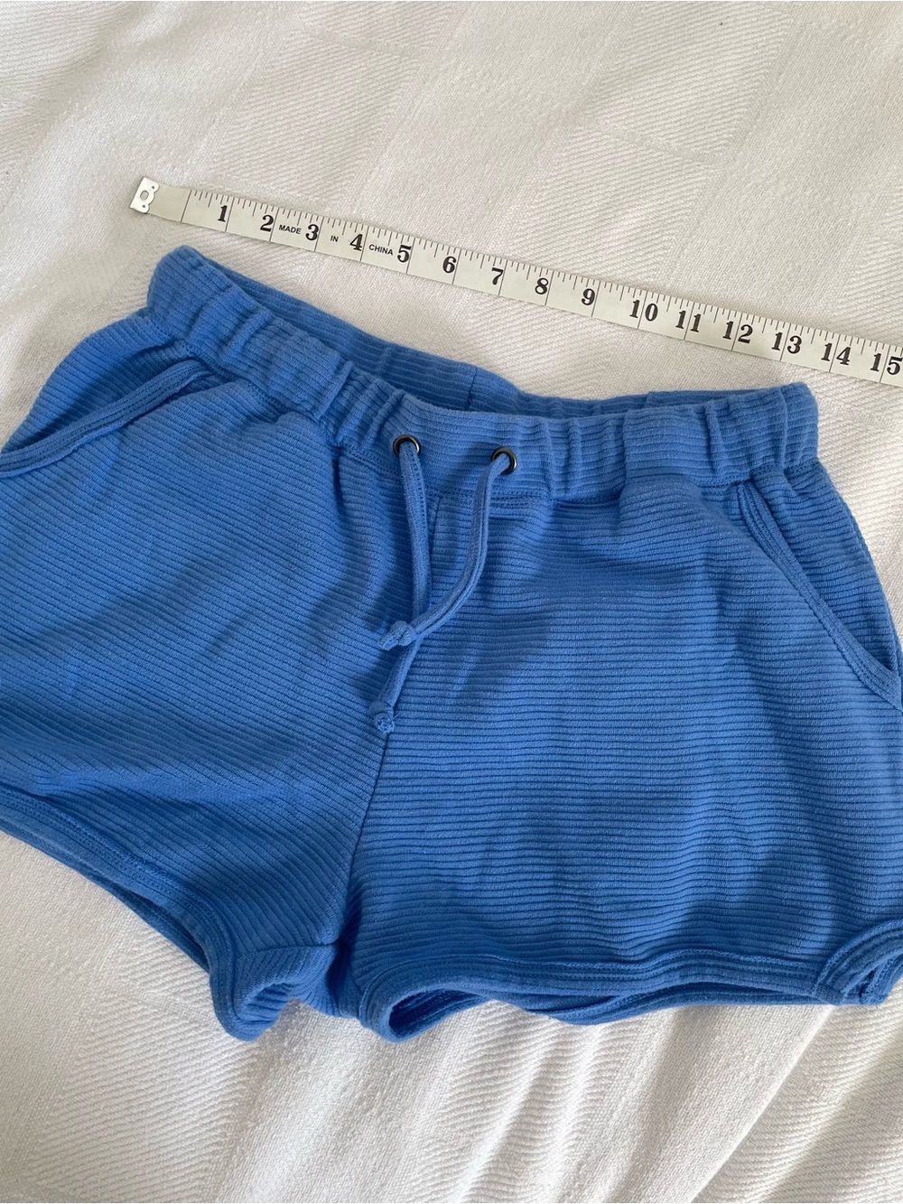 Vintage Havana Blue Ribbed Drawstring Shorts - Picture 2 of 5